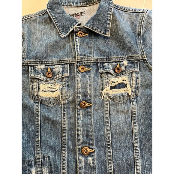 BKE Denim BKE67 Size Medium Denim Distressed Jean Jacket - Picture 2 of 11